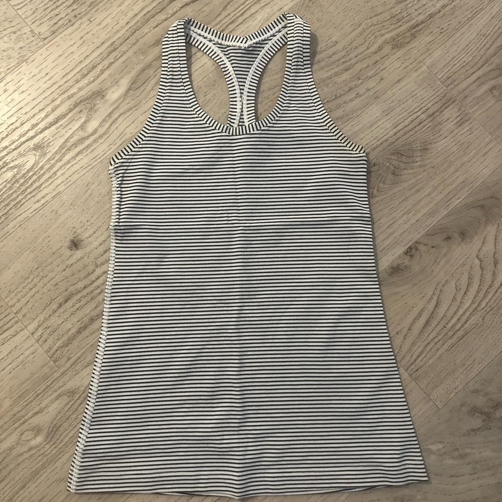 Lululemon Athletica Black and White Striped Tank Top